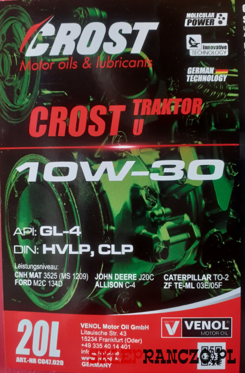 Olej Venol Crost tractor u 10w-30 20L Olej Venol Crost tractor u 10w-30 20L